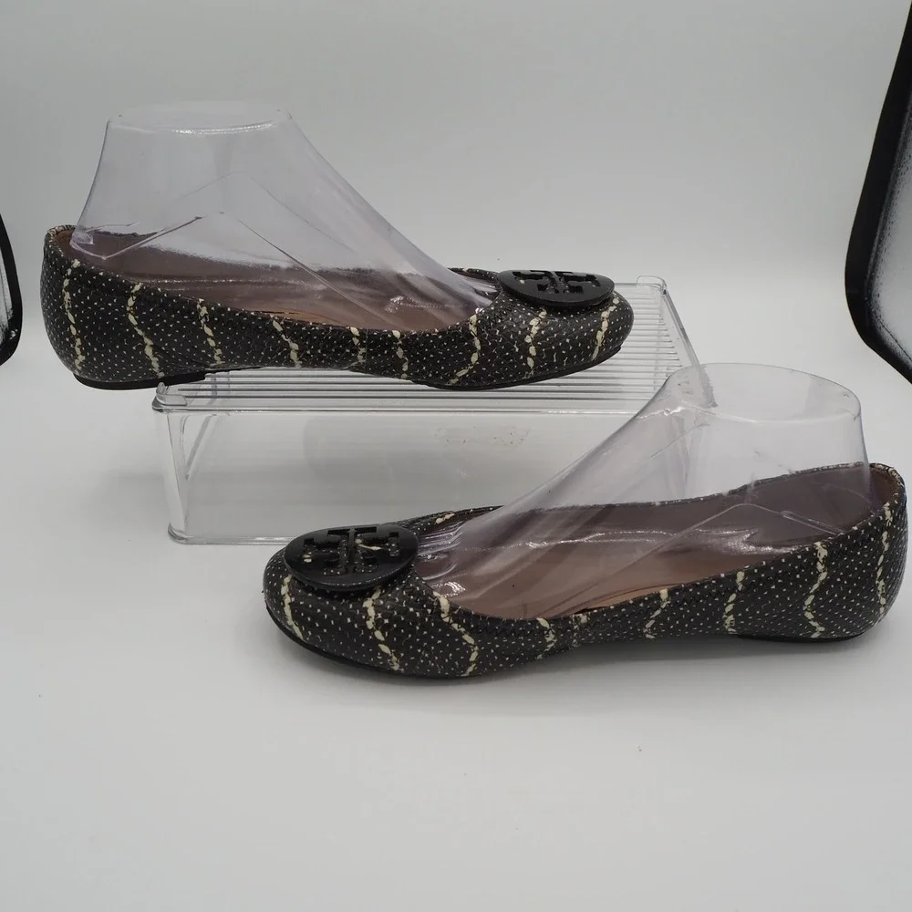 Tory Burch Reva Mojave Print Leather Ballet Flats US 8.8 Snake Shoes Casual Chic